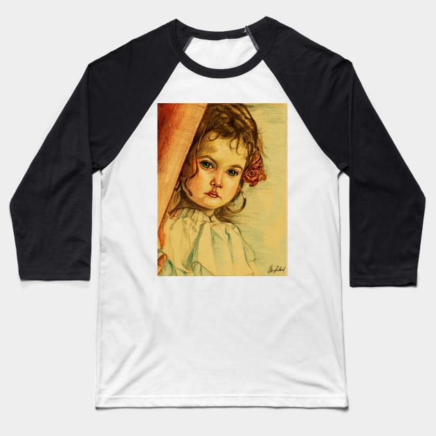 Sad little girl Baseball T-Shirt by Artofokan